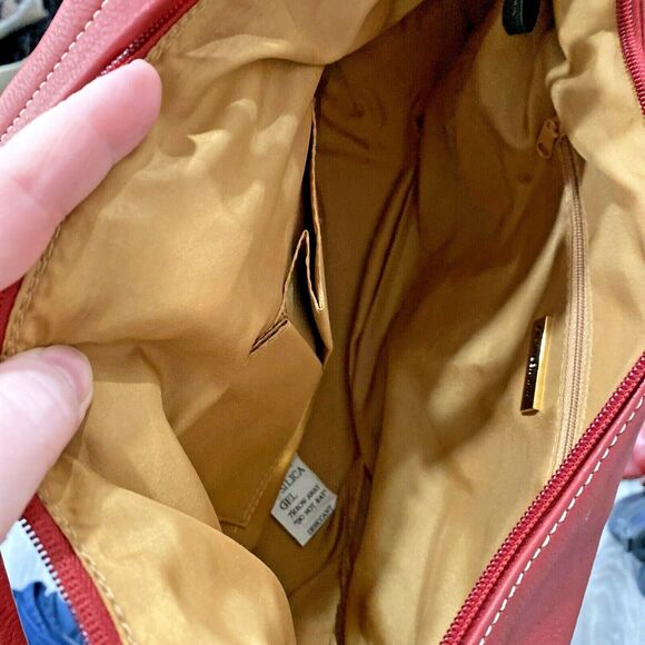 Giani Bernini red leather shoulderbag purse Hobo bag charm tassel zipper pull - Picture 4 of 7